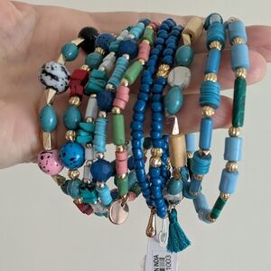 Stackable Beaded Bracelet Set Womens Set of 10